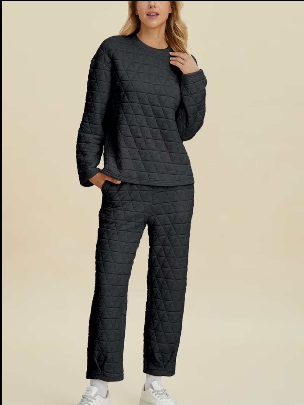 (A3) 2 pc Double Take Quilted Top and Pants Set